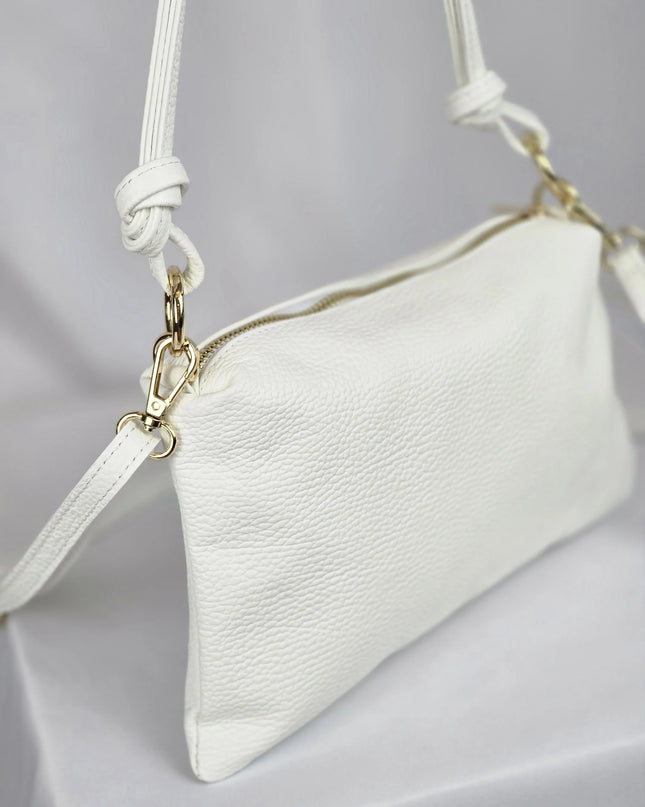Geantă Pure White din 100% Piele Naturală