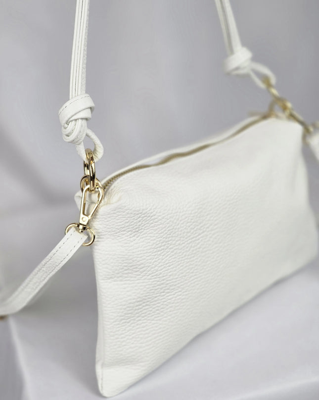 Geantă Pure White din 100% Piele Naturală