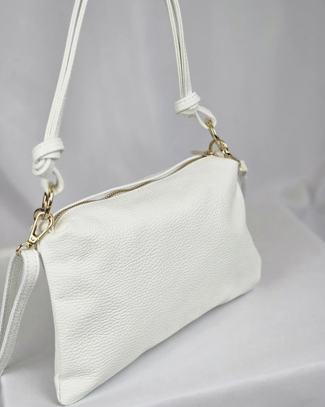 Geantă Pure White din 100% Piele Naturală