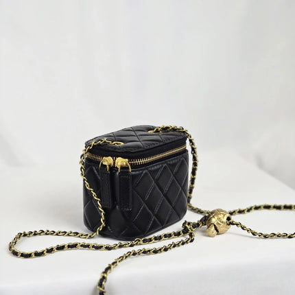 Geantă Mini Noir Quilted din 100% Piele Naturală