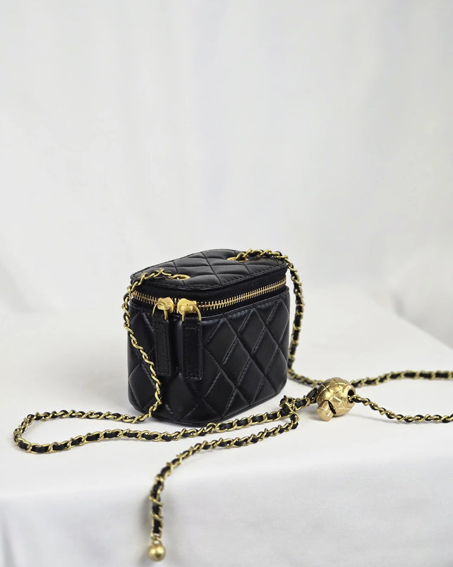Geantă Mini Noir Quilted din 100% Piele Naturală