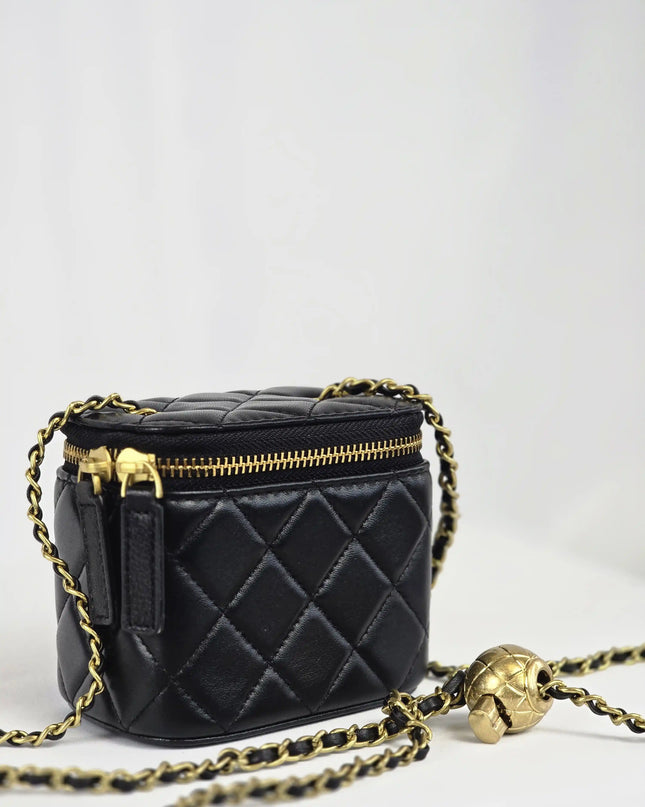 Geantă Mini Noir Quilted din 100% Piele Naturală