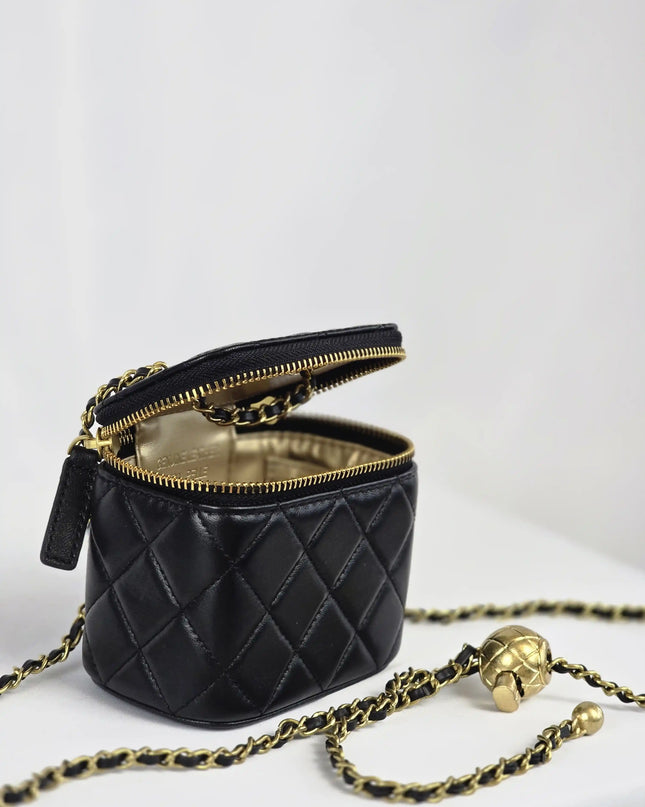 Geantă Mini Noir Quilted din 100% Piele Naturală