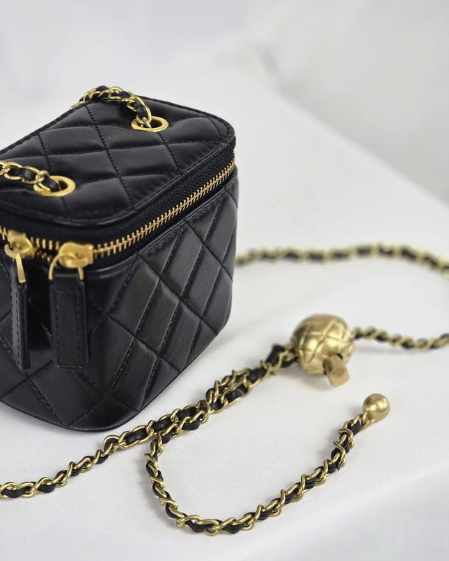 Geantă Mini Noir Quilted din 100% Piele Naturală