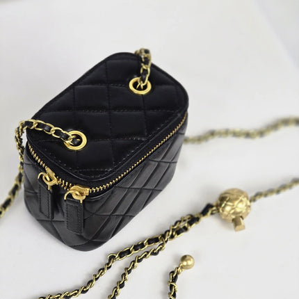 Geantă Mini Noir Quilted din 100% Piele Naturală