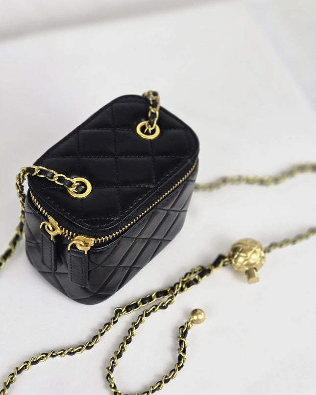 Geantă Mini Noir Quilted din 100% Piele Naturală