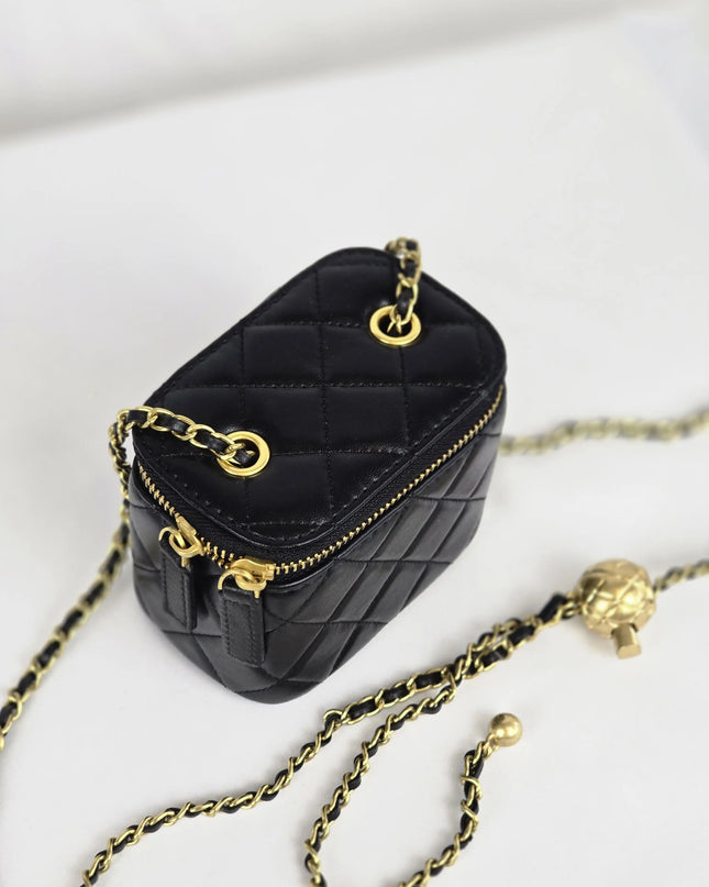 Geantă Mini Noir Quilted din 100% Piele Naturală