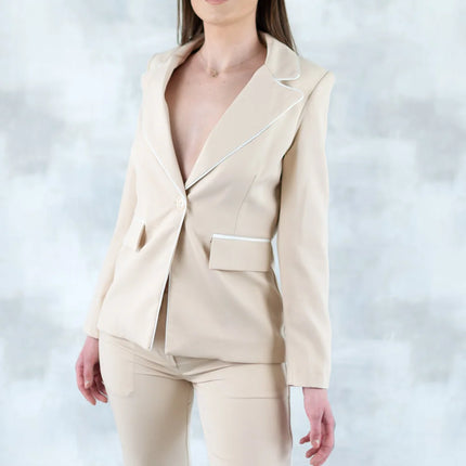 Costum bej elegant – Sacou și Pantaloni 5003-010 - NIZIA
