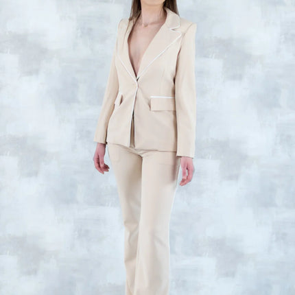 Costum bej elegant – Sacou și Pantaloni 5003-010 - NIZIA