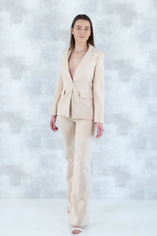 Costum bej elegant – Sacou și Pantaloni 5003-010 - NIZIA