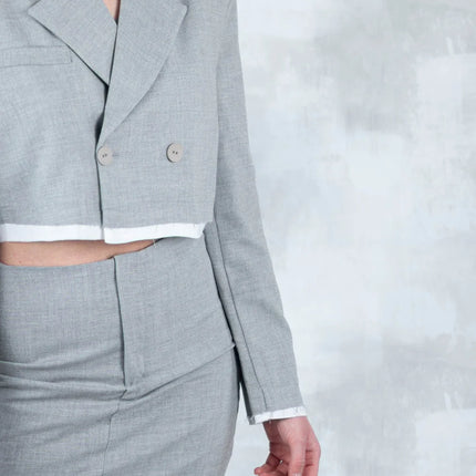 Set Office Chic – Sacou Cropped și Fustă 5015-010 - NIZIA