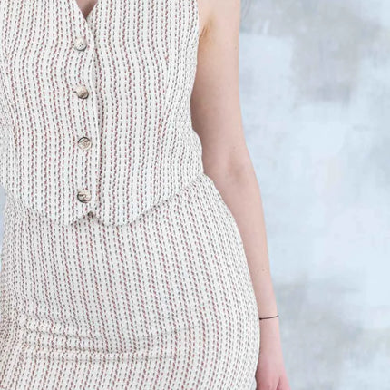 Compleu vestă și fustă – bej 5010-010 - NIZIA