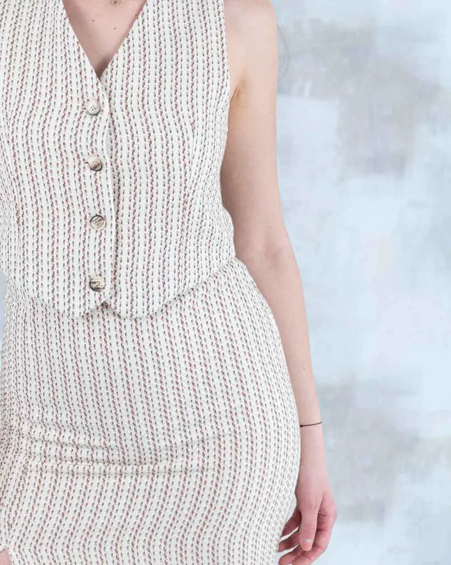 Compleu vestă și fustă – bej 5010-010 - NIZIA
