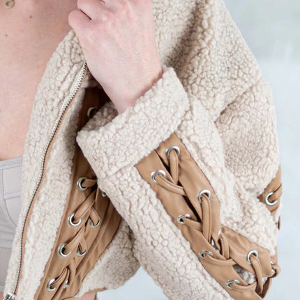 Jachetă bej cropped 7005-018 - NIZIA