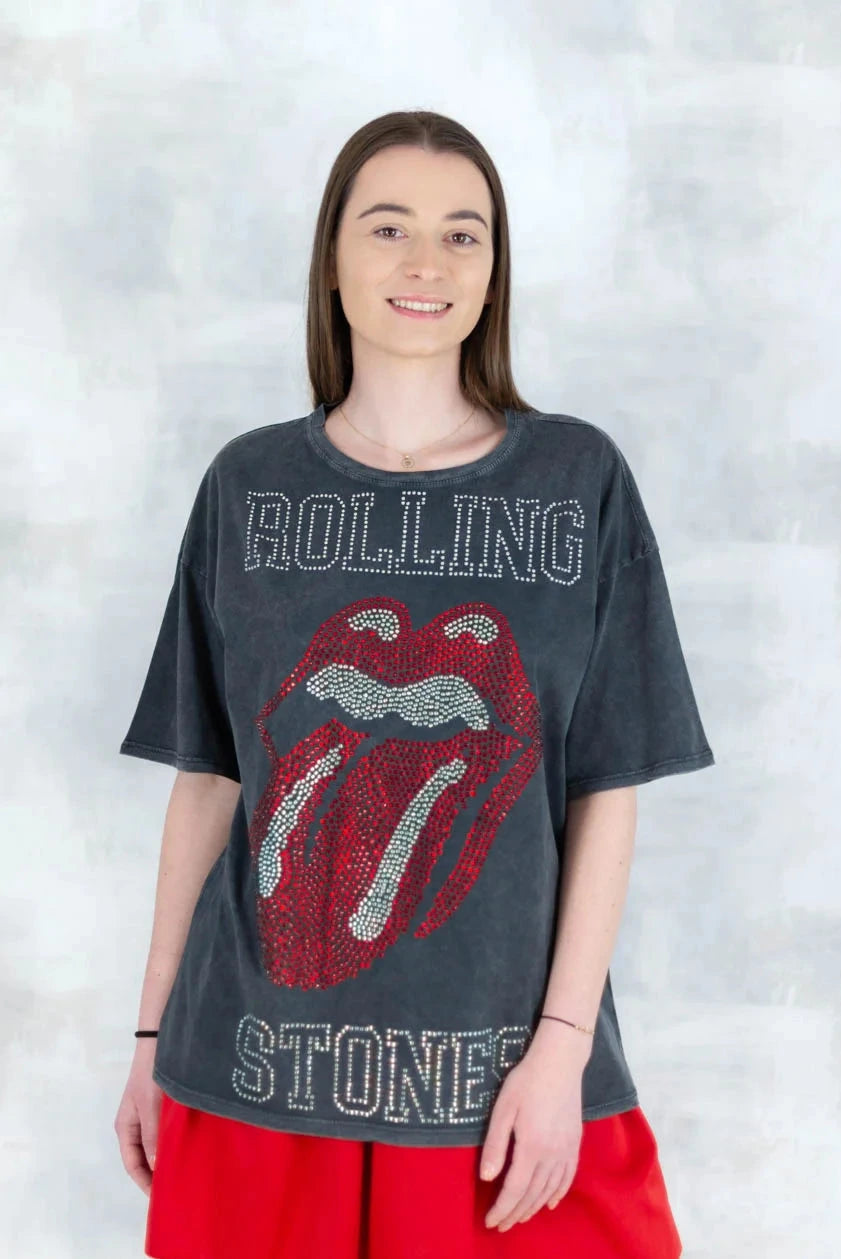 Tricou gri cu strasuri 12027-017 - NIZIA