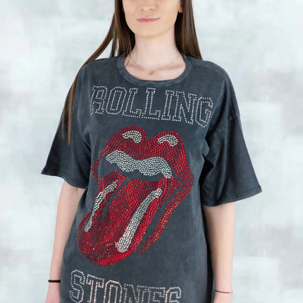 Tricou gri cu strasuri 12027-017 - NIZIA