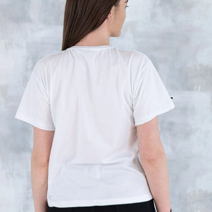 Tricou alb cu fundițe negre 12005-017 - NIZIA