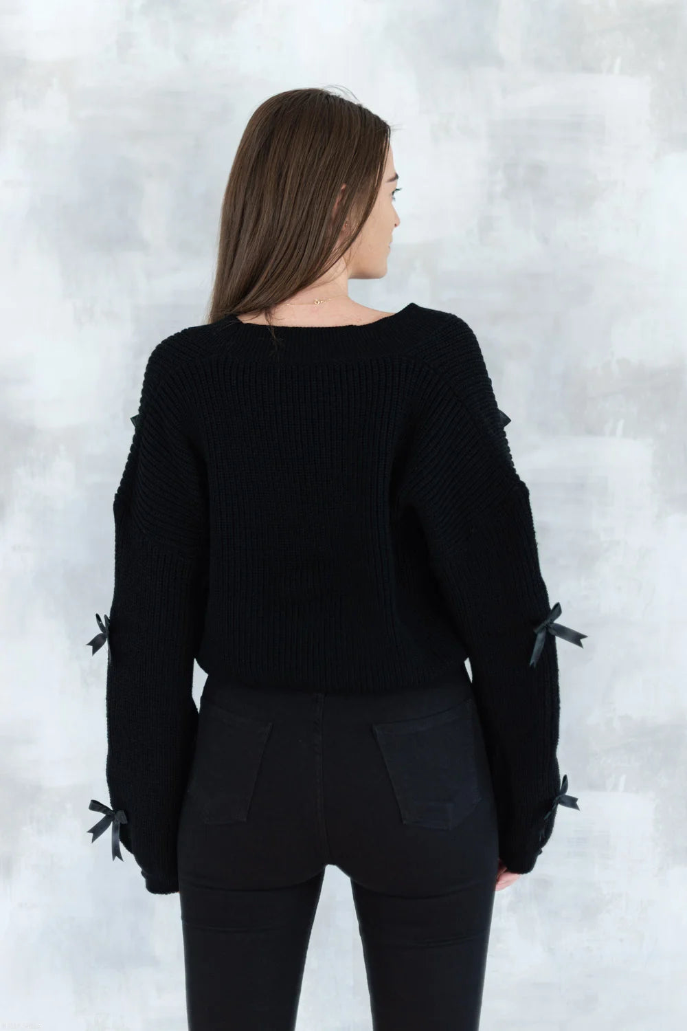 Cardigan chic cu fundițe aplicate - negru 4001-009 - NIZIA