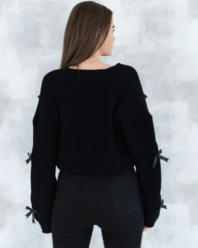 Cardigan chic cu fundițe aplicate - negru 4001-009 - NIZIA