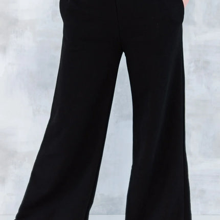 Pantaloni lejeri negri cu betelie denim 8001-013 - NIZIA