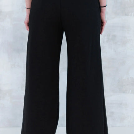 Pantaloni lejeri negri cu betelie denim 8001-013 - NIZIA