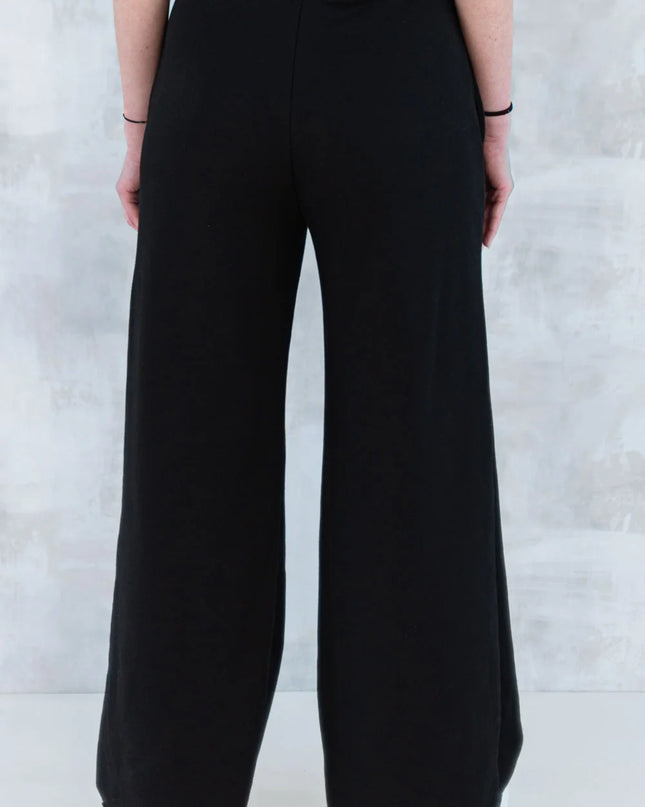 Pantaloni lejeri negri cu betelie denim 8001-013 - NIZIA