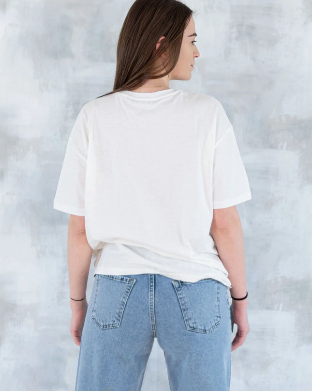 Tricou alb cu imprimeu corset și bretele din pietre aplicate 12009-017 - NIZIA
