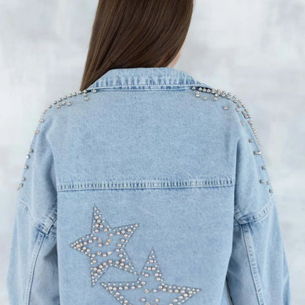 Jachetă denim cu aplicații stea - statement urban 7004-012 - NIZIA