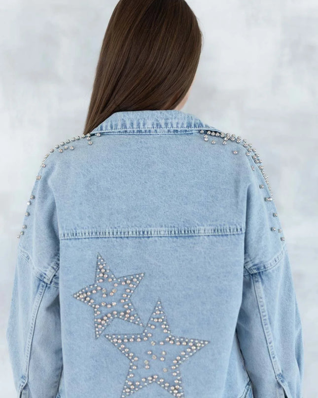 Jachetă denim cu aplicații stea - statement urban 7004-012 - NIZIA