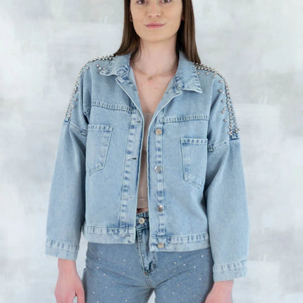 Jachetă denim cu aplicații stea - statement urban 7004-012 - NIZIA