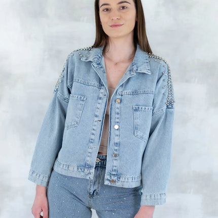 Jachetă denim cu aplicații stea - statement urban 7004-012 - NIZIA