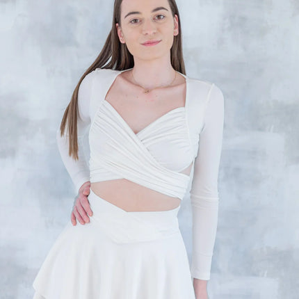 Fustă albă evazată - croi lejer 6002-011 - NIZIA