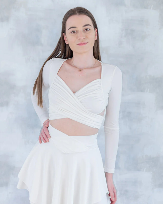 Fustă albă evazată - croi lejer 6002-011 - NIZIA