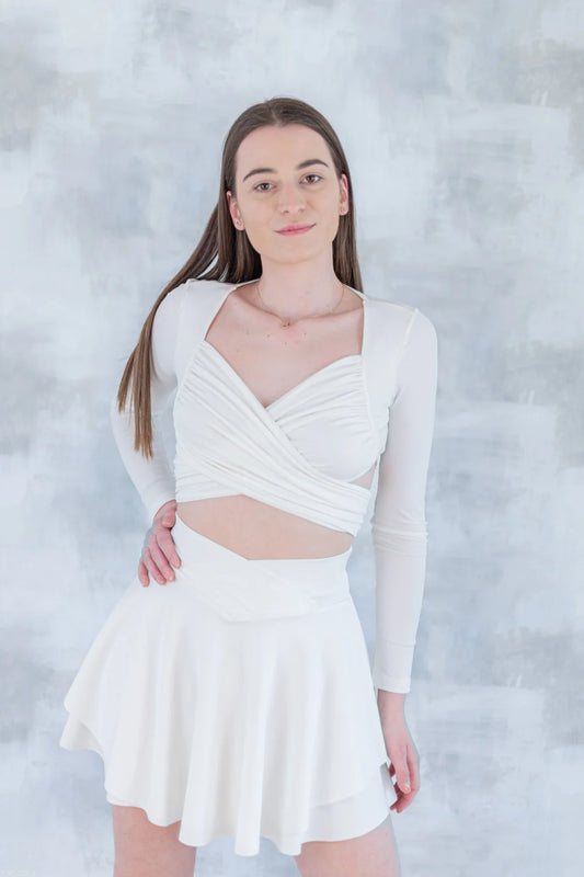 Fustă albă evazată - croi lejer 6002-011 - NIZIA