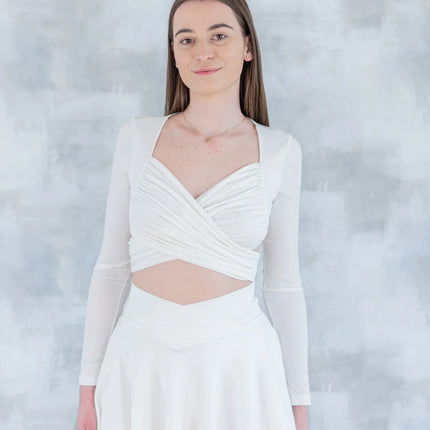 Fustă albă evazată - croi lejer 6002-011 - NIZIA