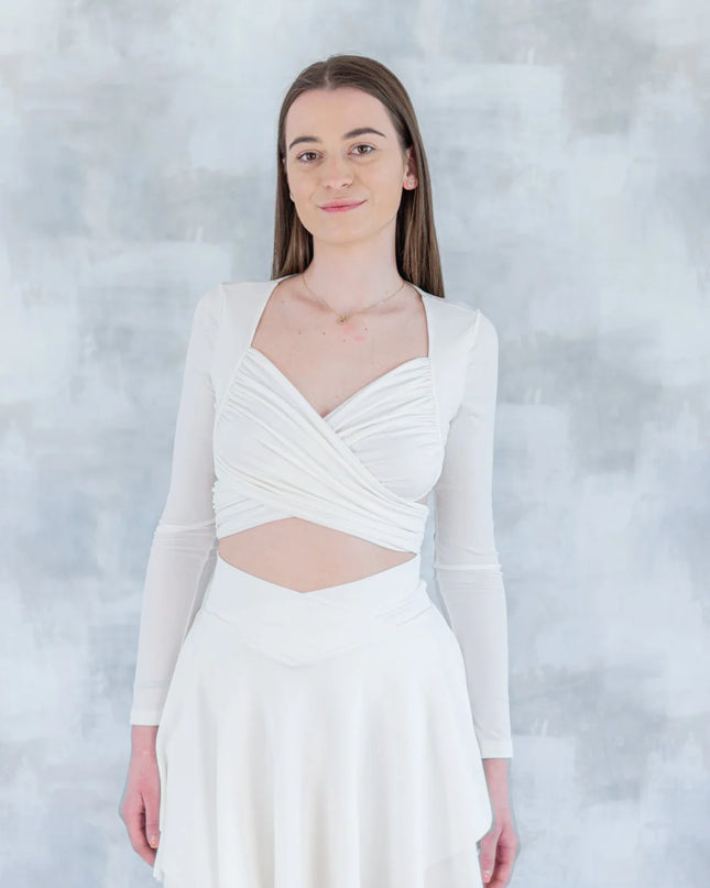Fustă albă evazată - croi lejer 6002-011 - NIZIA