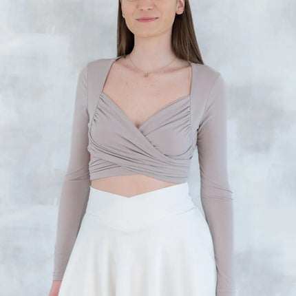 Top crop drapat crem - feminitate și lejeritate în mișcare 12020-017 - NIZIA