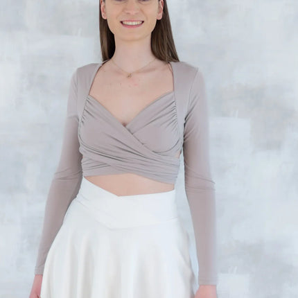 Top crop drapat crem - feminitate și lejeritate în mișcare 12020-017 - NIZIA