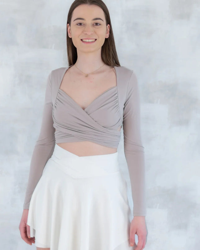 Top crop drapat crem - feminitate și lejeritate în mișcare 12020-017 - NIZIA
