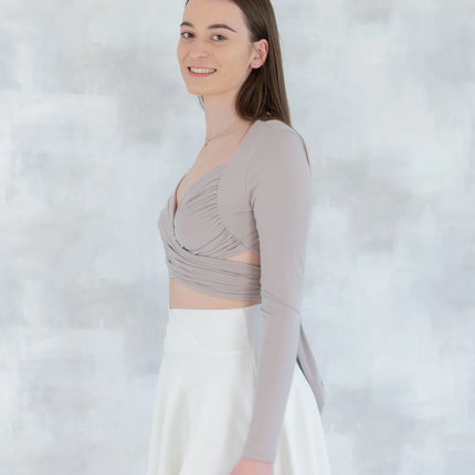 Top crop drapat crem - feminitate și lejeritate în mișcare 12020-017 - NIZIA