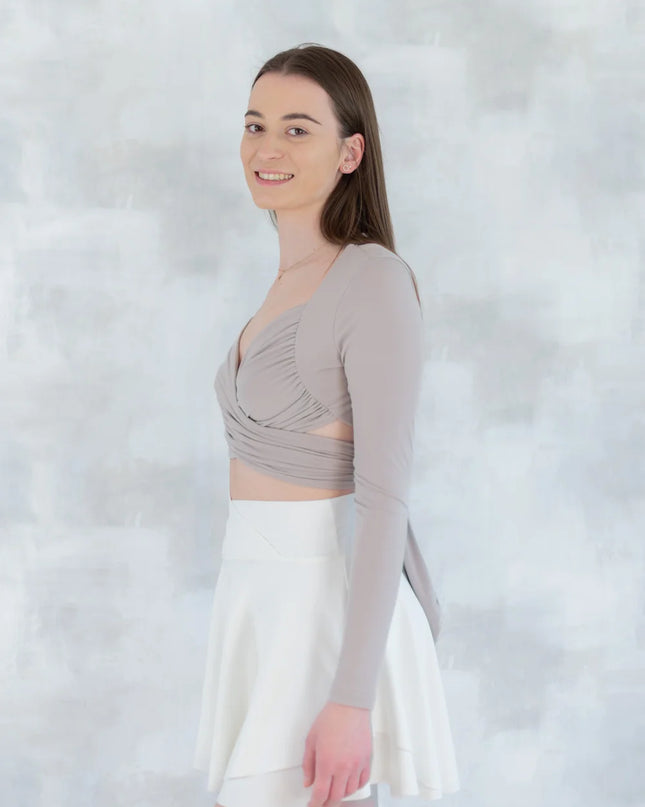 Top crop drapat crem - feminitate și lejeritate în mișcare 12020-017 - NIZIA