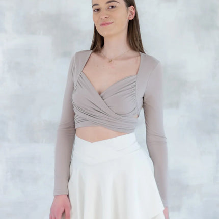 Top crop drapat crem - feminitate și lejeritate în mișcare 12020-017 - NIZIA
