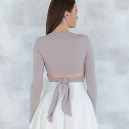 Top crop drapat crem - feminitate și lejeritate în mișcare 12020-017 - NIZIA