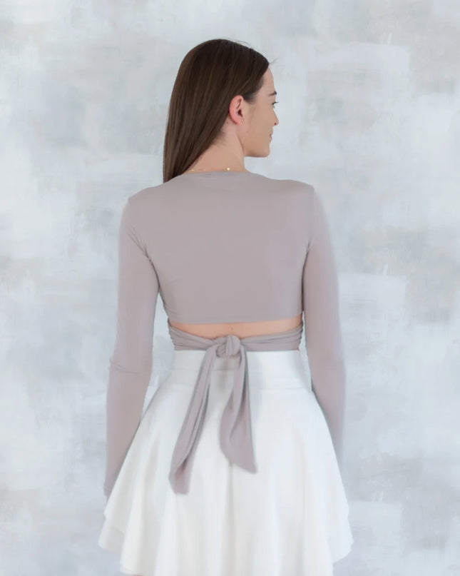 Top crop drapat crem - feminitate și lejeritate în mișcare 12020-017 - NIZIA
