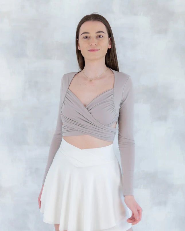 Top crop drapat crem - feminitate și lejeritate în mișcare 12020-017 - NIZIA