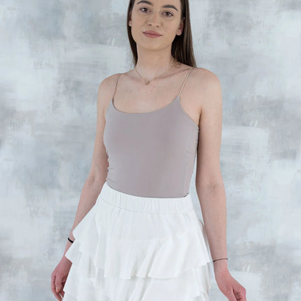 Fustă volane cu pantalon fin integrat -alb 6004 - NIZIA