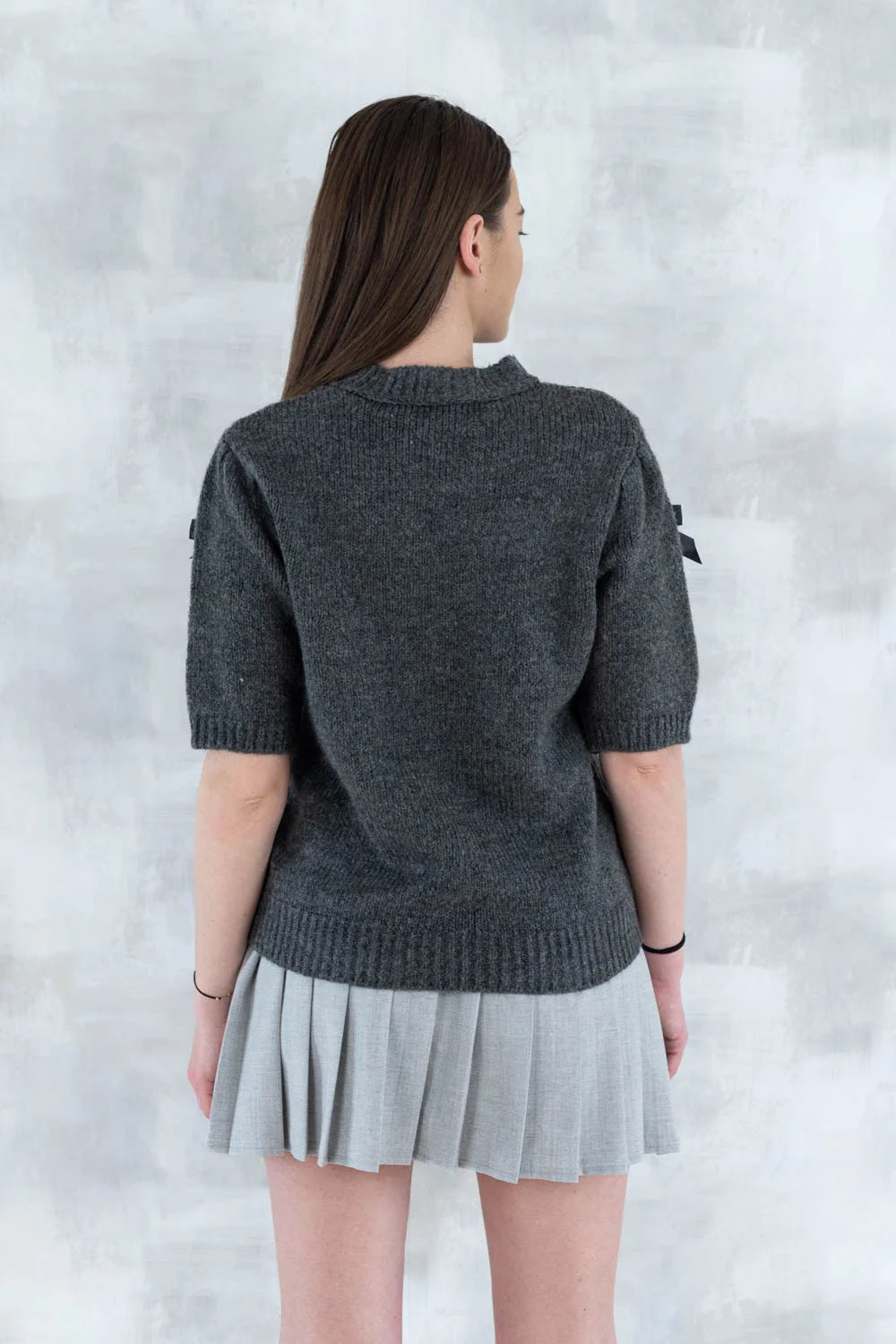 Pulover maneca scurta cu fundite aplicate 4004 - - NIZIA