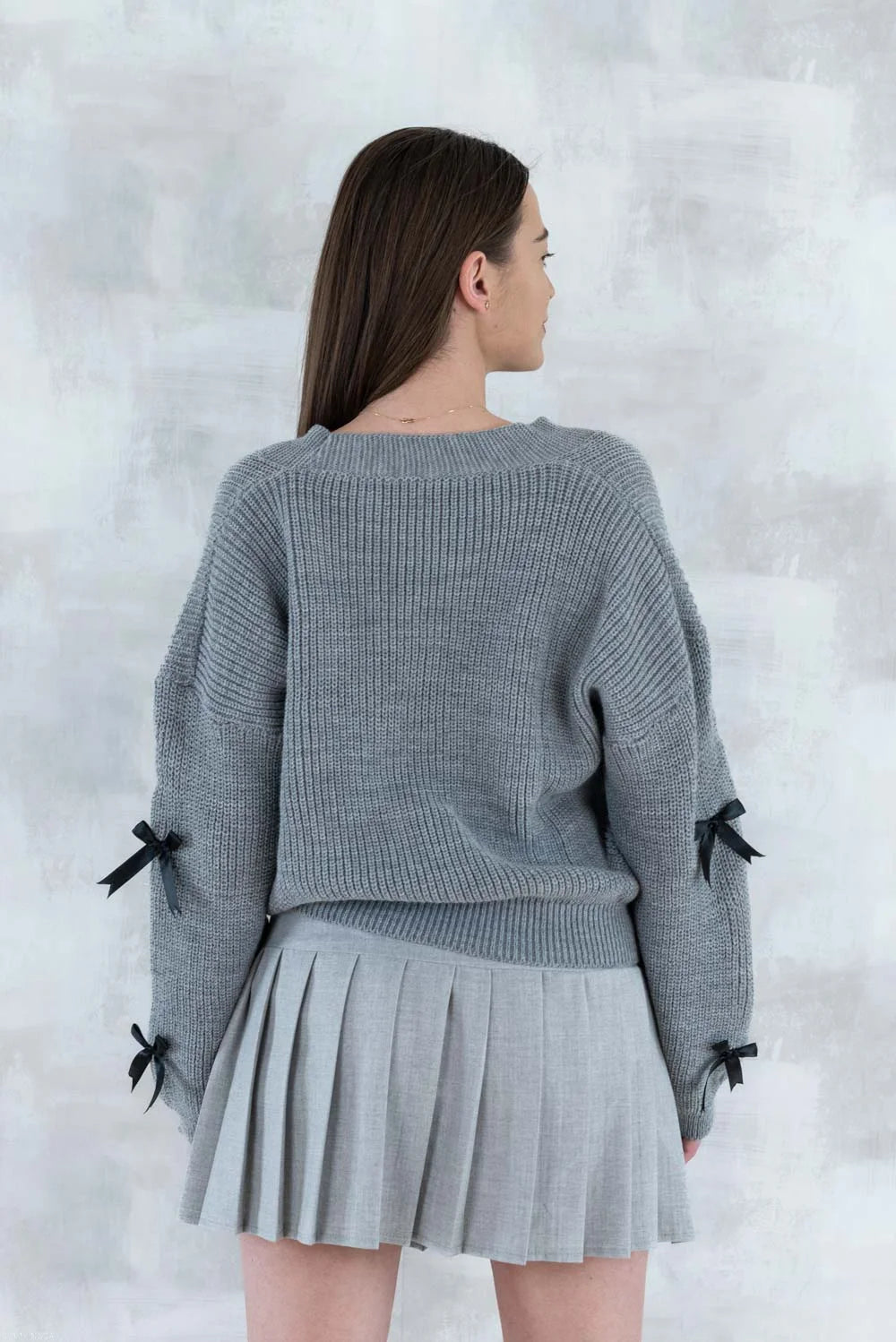 Cardigan chic cu fundițe applicate-gri deschis 4002 - NIZIA