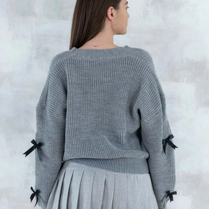 Cardigan chic cu fundițe applicate-gri deschis 4002 - NIZIA