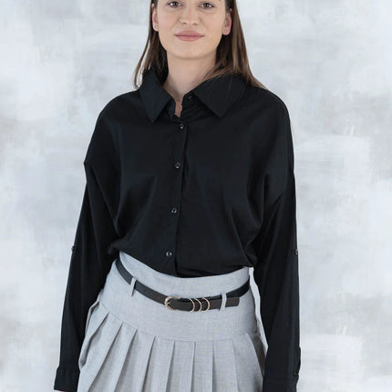 Fustă plisată cu pantalon fin integrat- gri 6006 - NIZIA